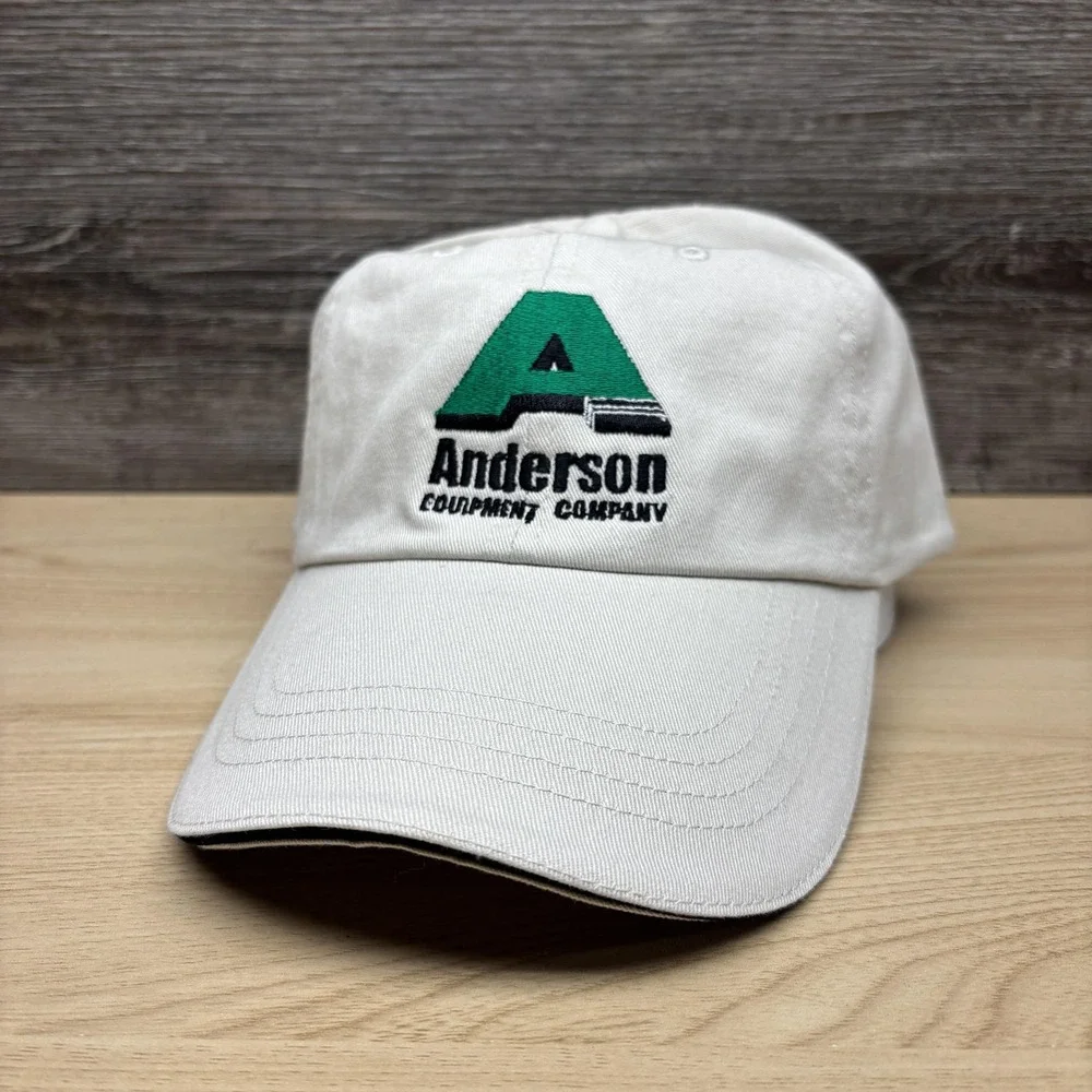 Anderson Equipment Company Hat Cap‎ Strap Back Mens White Green Logo Promo
